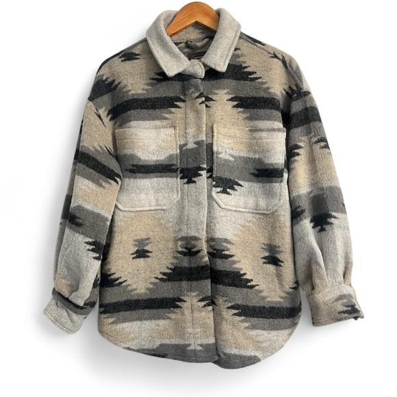 Aztec Print Wool blend Shacket Size Small - Picture 1 of 7
